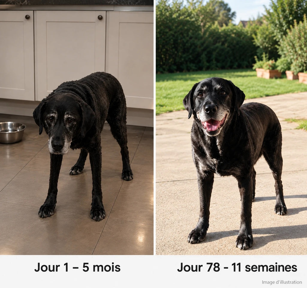 Image d'illustration avant/après d'un chien senior