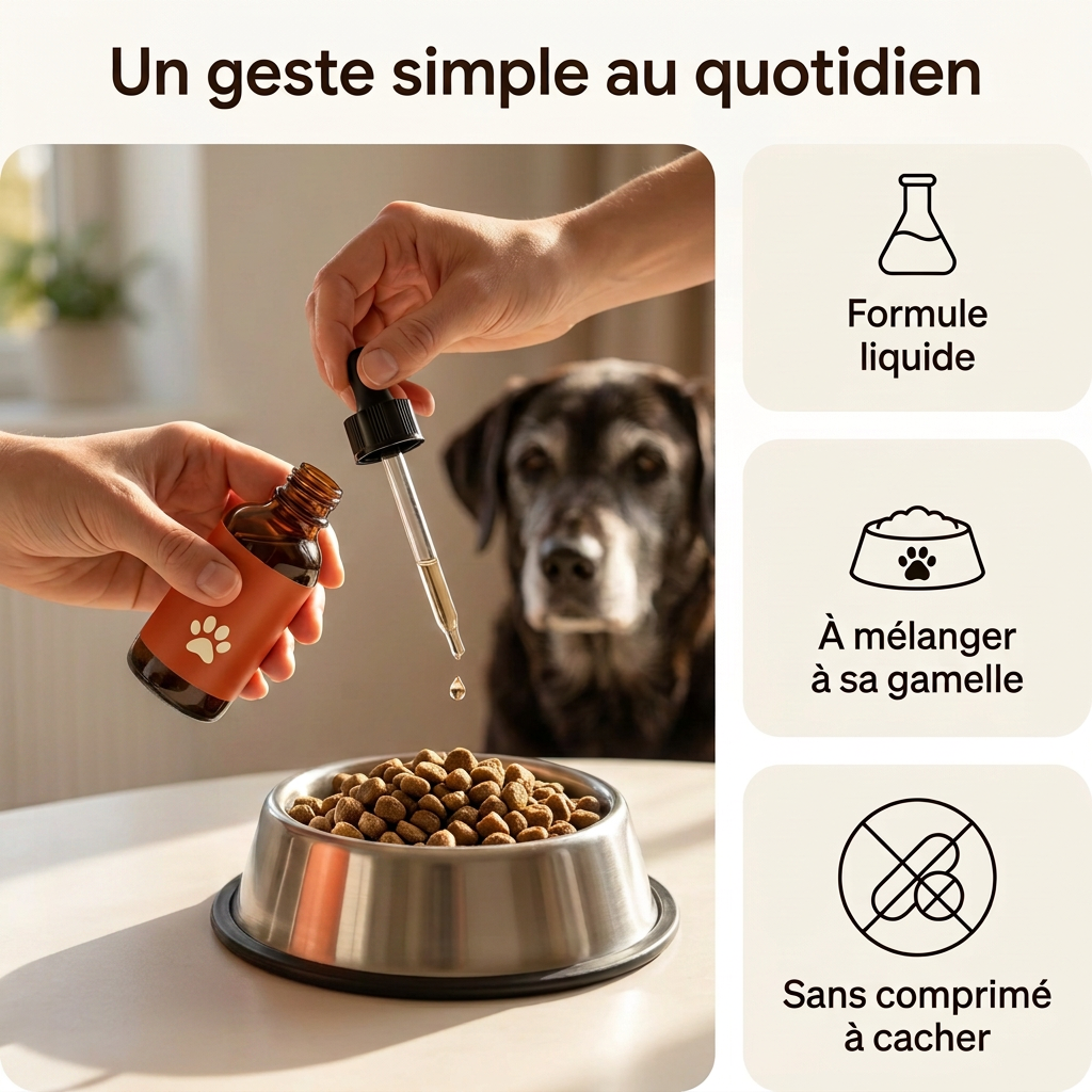 Gambad : formule liquide à mélanger à la gamelle, sans comprimé à cacher.
